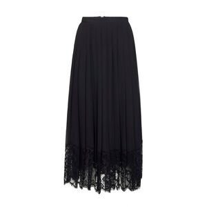 Dolce & Gabbana Women Black Chiffon And Lace Pleated Midi Skirt